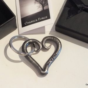 Hand-forged heart design key ring